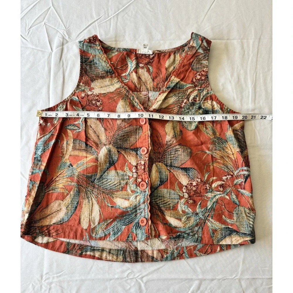 100% Cotton a.n.a women's L tropical scalloped tank top - Picture 4 of 6